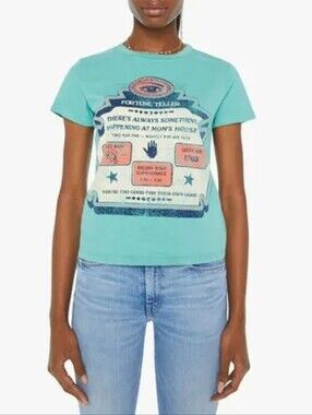 Women's Graphic Crewneck Tee in Aqua